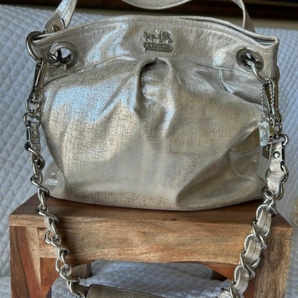 Coach | Bags | Coach Madison Silver Metallic Tote | Poshmark